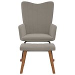 vidaXL Chaise à bascule avec repose-pied Gris clair Velours