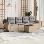 vidaXL Salon de jardin avec coussins 5 Pièces beige résine tressée