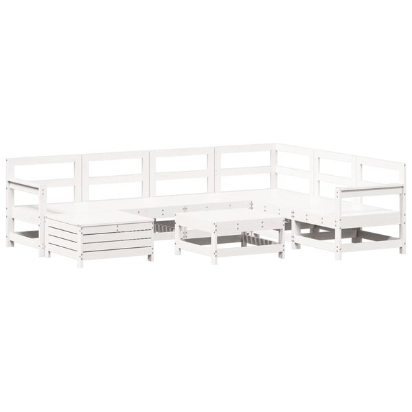 vidaXL Salon de jardin 8 Pièces blanc bois de pin massif