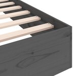 vidaXL Cadre de lit Gris Bois massif 75x190 cm Petit simple