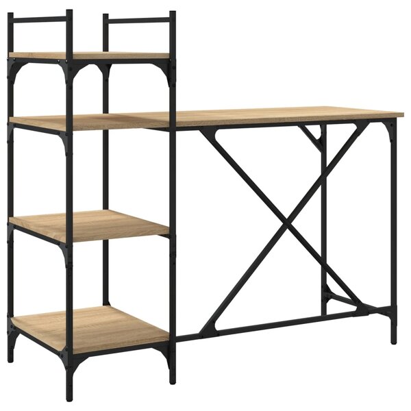 vidaXL Bureau d'ordinateur avec étagères chêne sonoma 120x47x109 cm