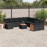 vidaXL Salon de jardin 12 Pièces avec coussins noir résine tressée