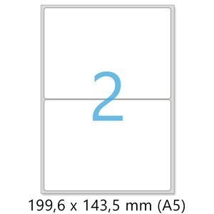 Lot de 10 planches a4 de 2 étiquettes autocollantes a5 format 199,6 x 143,5 mm = 20 étiquettes