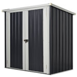 Abri de jardin - remise pour outils - abri vélo - abri poubelle - 2 portes verrouillables - dim. 147L x 86l x 134H cm - tôle d'acier noir blanc