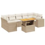 vidaXL Salon de jardin avec coussins 8 Pièces beige résine tressée