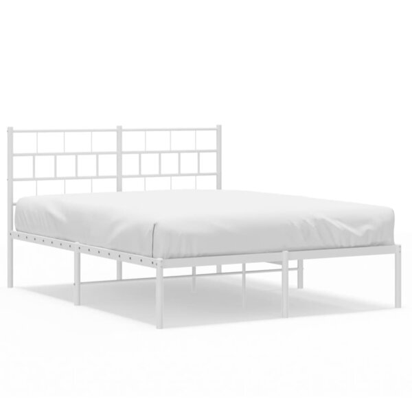 vidaXL Cadre de lit métal avec tête de lit blanc 150x200 cm