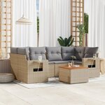 vidaXL Salon de jardin avec coussins 7Pièces mélange beige résine tressée