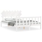 vidaXL Cadre de lit avec tête de lit blanc 140x190 cm bois massif