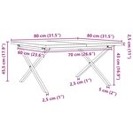 vidaXL Table basse cadre en X 80x80x45 5cm bois de pin massif et acier