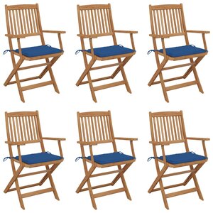 vidaXL Chaises pliables de jardin 6 Pièces avec coussins Bois d'acacia