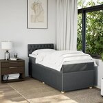 vidaXL Sommier à lattes de lit avec matelas Gris foncé 100x200cm Tissu