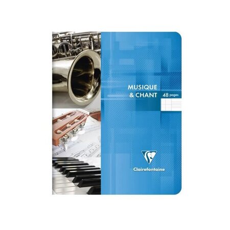 CLAIREFONTAINE - Cahier de musique - 17 x 22 - 48 pages Seyes + Musique - Couverture pelliculée - 3 couleurs aléatoires