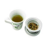 Tisanière fleurie porcelaine 250 ml + Tisanes Soirées d'Hiver et Magie de Noël