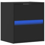 vidaXL Tables de chevet murales avec lumières LED 2 Pièces noir