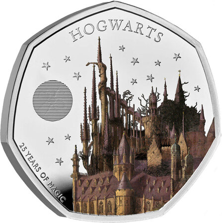 Monnaie en argent 50 pence g 8 millésime 2023 harry potter 25 anniversary hogwarts