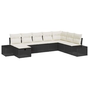 vidaXL Ensemble de canapé de jardin 8 Pièces Noir Poly rotin