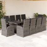 vidaXL Ensemble à manger de jardin 11Pièces avec coussins gris poly rotin