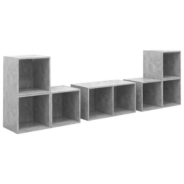 vidaXL Ensemble de meubles TV 6 Pièces Gris béton Bois d'ingénierie