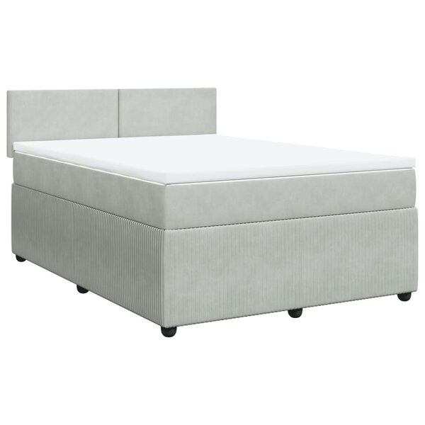 vidaXL Sommier à lattes de lit et matelas Gris clair 140x190cm Velours