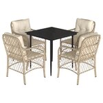 vidaXL Ensemble à manger de jardin avec coussins 5Pièces Beige poly rotin
