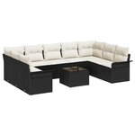 vidaXL Ensemble de Canapé de Jardin 9 Pièces avec Coussins Rattan Poly Marron