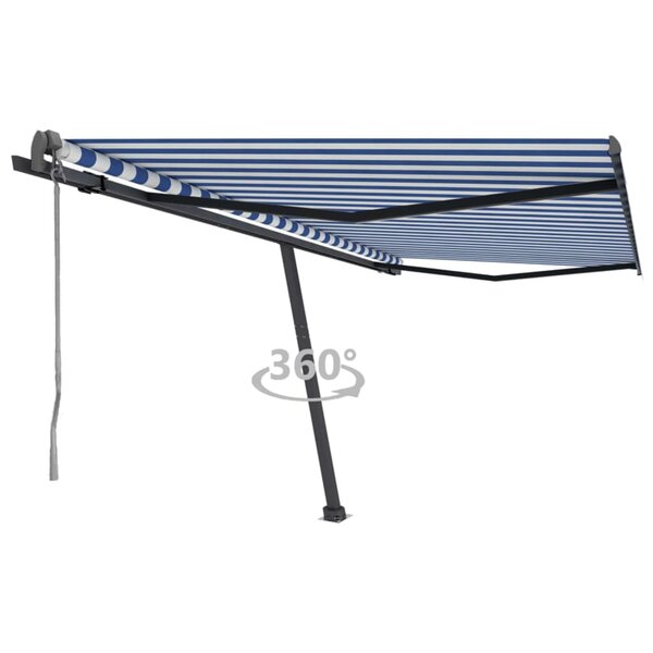 vidaXL Auvent automatique sur pied 400x300 cm Bleu et blanc
