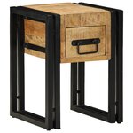Table d'appoint vidaXL avec tiroir Noir 30x30x40 cm Bois de manguier massif