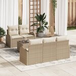 vidaXL Ensemble de canapé de jardin 6 pièces avec coussins beige rotin synthétique