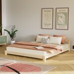 Lit double scandinave COMFY 200 x 200 blanc et naturel