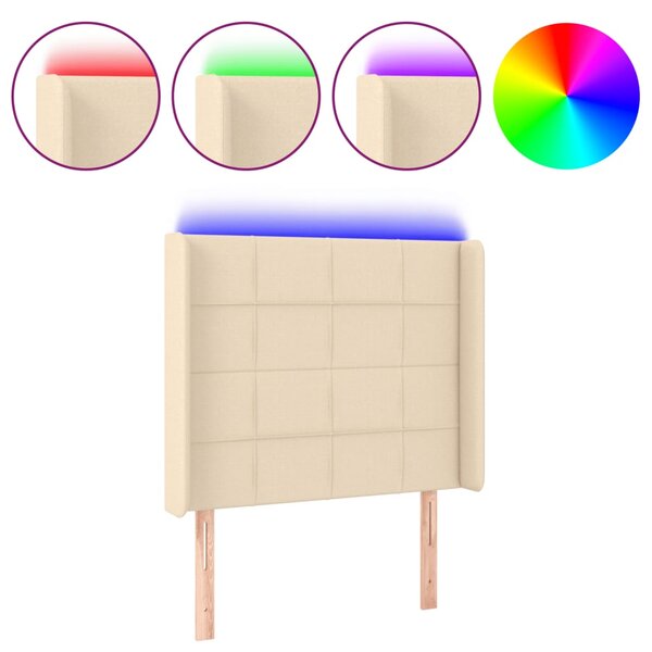 vidaXL Tête de lit à LED Crème 103x16x118/128 cm Tissu