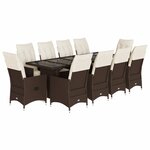 vidaXL Ensemble de bistro de jardin 11 Pièces coussins marron poly rotin