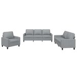 vidaXL Ensemble de canapés 3 Pièces avec coussins Gris clair Tissu