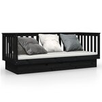 vidaXL Lit de jour Noir 90x190 cm Bois de pin massif