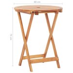 vidaXL Table pliable de jardin 60x75 cm bois d'acacia massif