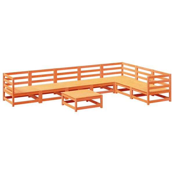 vidaXL Salon de jardin 8 Pièces marron cire bois de pin massif