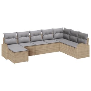 vidaXL Ensemble de canapé de jardin 8 pièces avec coussins Beige en rattan poly