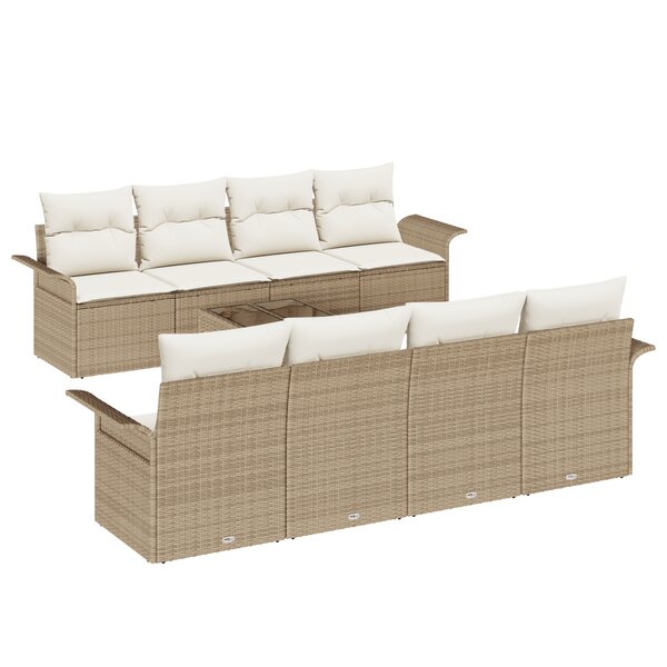 vidaXL Ensemble 9 pièces de canapés de jardin avec coussins Beige en Rotin Synthétique