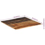vidaXL Dessus de table carré 70x70 cm 15-16 mm Bois de récupération