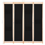 vidaXL Cloison de séparation 4 panneaux Noir 160x170x4 cm Tissu