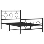 vidaXL Cadre de lit métal avec tête de lit/pied de lit noir 107x203 cm