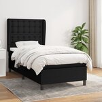 vidaXL Sommier à lattes de lit avec matelas Noir 90x190 cm Tissu