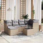 vidaXL Salon de jardin avec coussins 7Pièces mélange beige résine tressée
