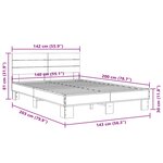 vidaXL Cadre de lit chêne sonoma 140x200 cm bois d'ingénierie et métal