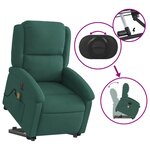 vidaXL Fauteuil inclinable de massage électrique vert foncé velours