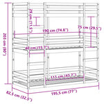vidaXL Lit superposé triple 75x190 cm bois de pin massif