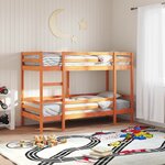vidaXL Lit superposé cire marron 75x190 cm bois de pin massif
