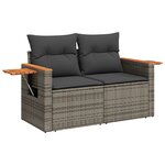 Ensemble de canapé de jardin 12 pièces avec coussins gris en poly rotin
