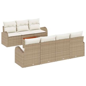 vidaXL Ensemble de canapé de jardin 8 Pièces Beige et blanc