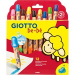 Crayon couleur be-bè maxi testé dermatologiquement étui 12 unités + 1 taille-crayon x 6 GIOTTO