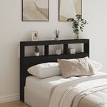 vidaXL Armoire tête de lit avec LED noir 140x17x102 cm